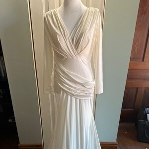 Cinderella Divine Off-White Long Sleeve Mermaid Wedding Gown Size Medium